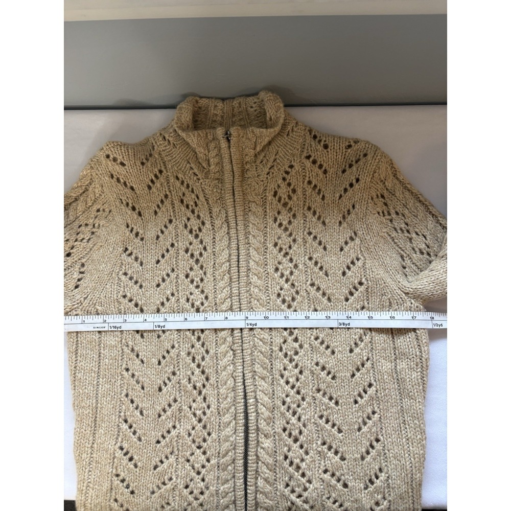 Y2K Abercrombie Fitch Cardigan Women Large Lambswool Shacket Sweater Cable Knit - Picture 10 of 12